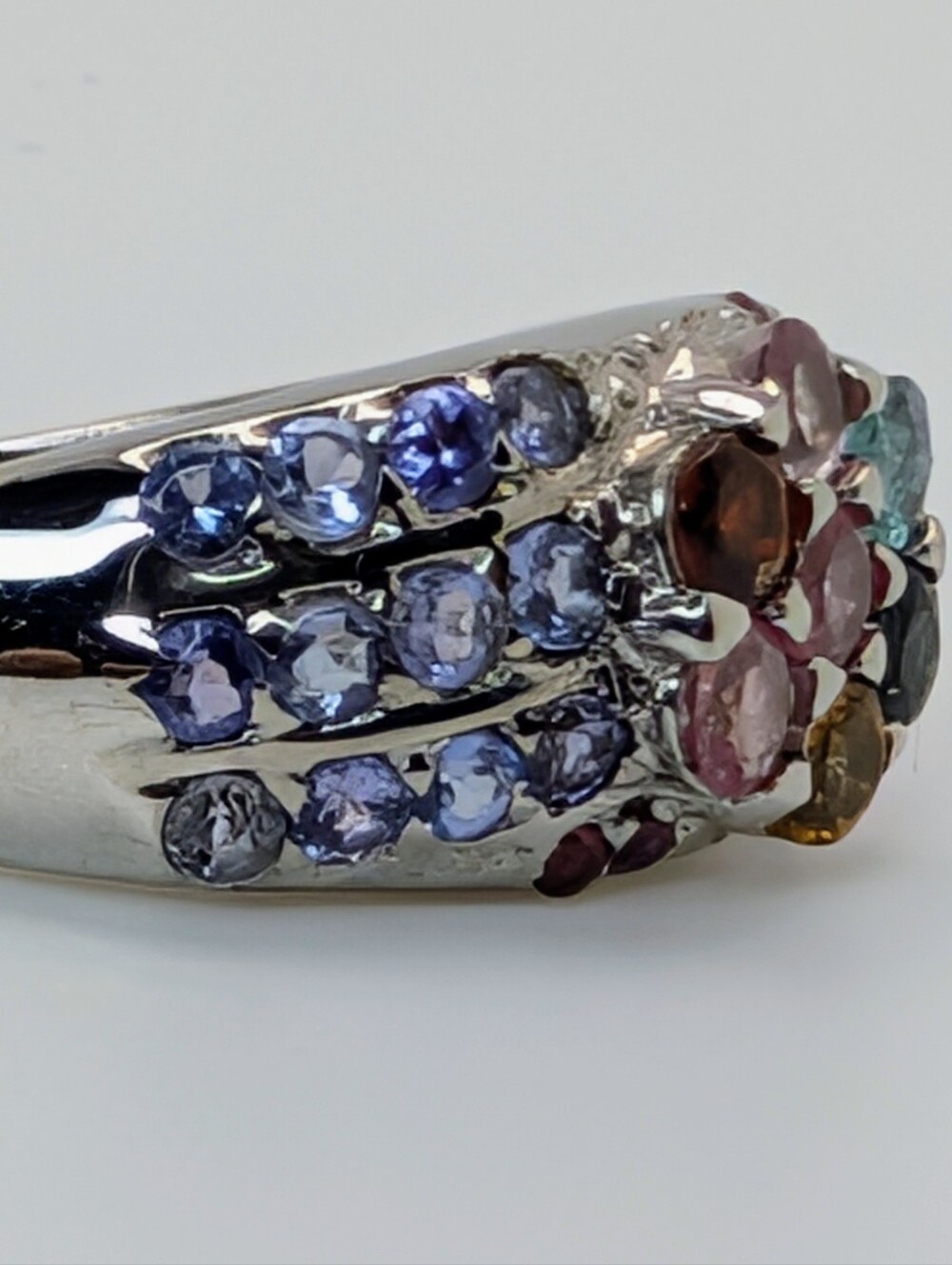 Tourmaline & Tanzanite S925 Sterling Silver Gemstone Ring Size 9 - Picture 3 of 6